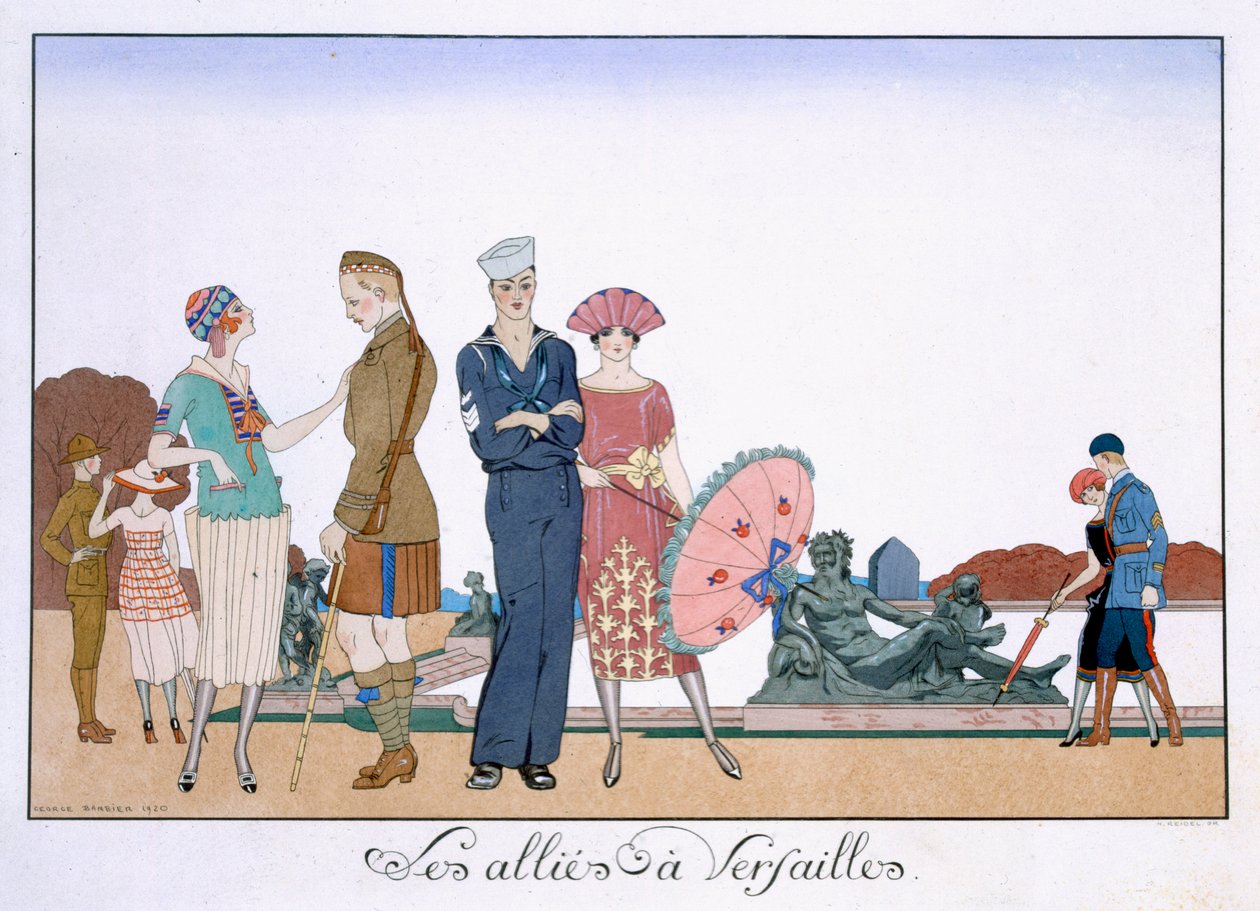 Os Aliados em Versalhes, gravados por Henri Reidel de Georges (after) Barbier
