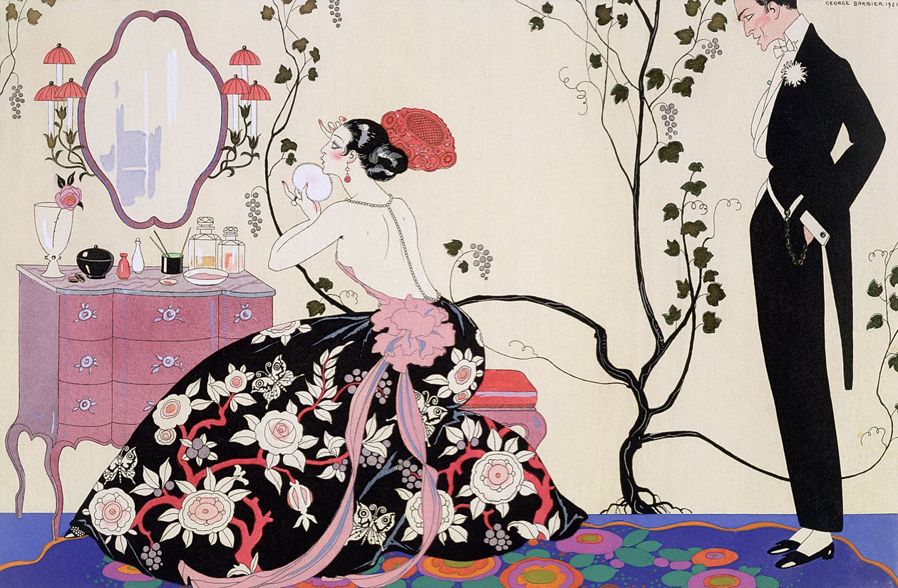 O vestido sem costas, gravado por Henri Reidel de Georges (after) Barbier