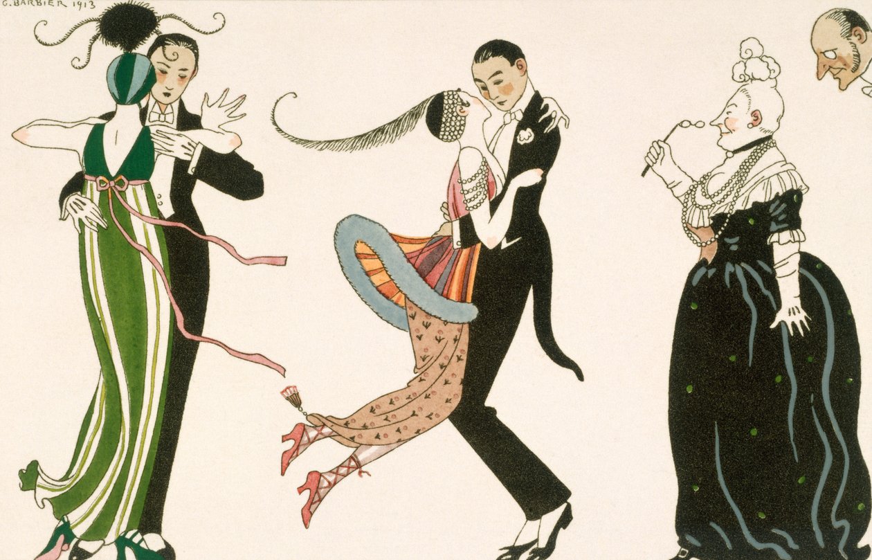 A Loucura do Dia, gravada por H. Reidel para os Amigos do Journal des Dames et des Modes de Georges (after) Barbier