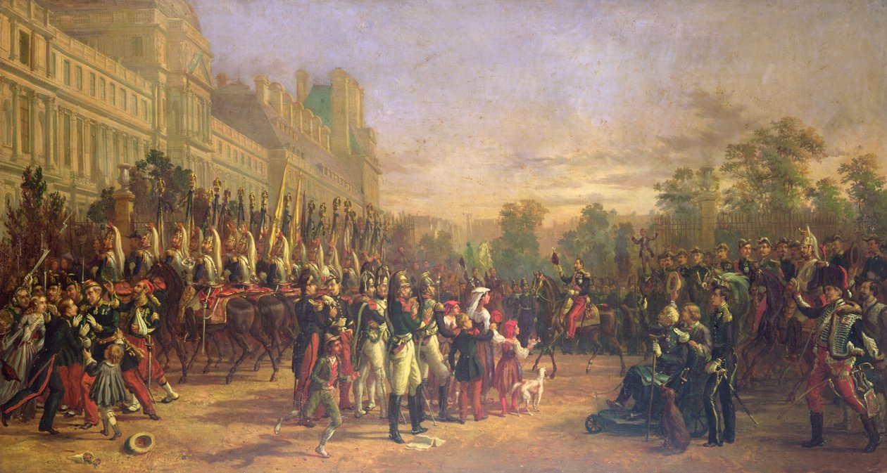 Chegada às Tuileries de Napoleão III e suas tropas que regressavam de Itália em Agosto de 1859 (óleo sobre tela) de Georges Achille de Magrath