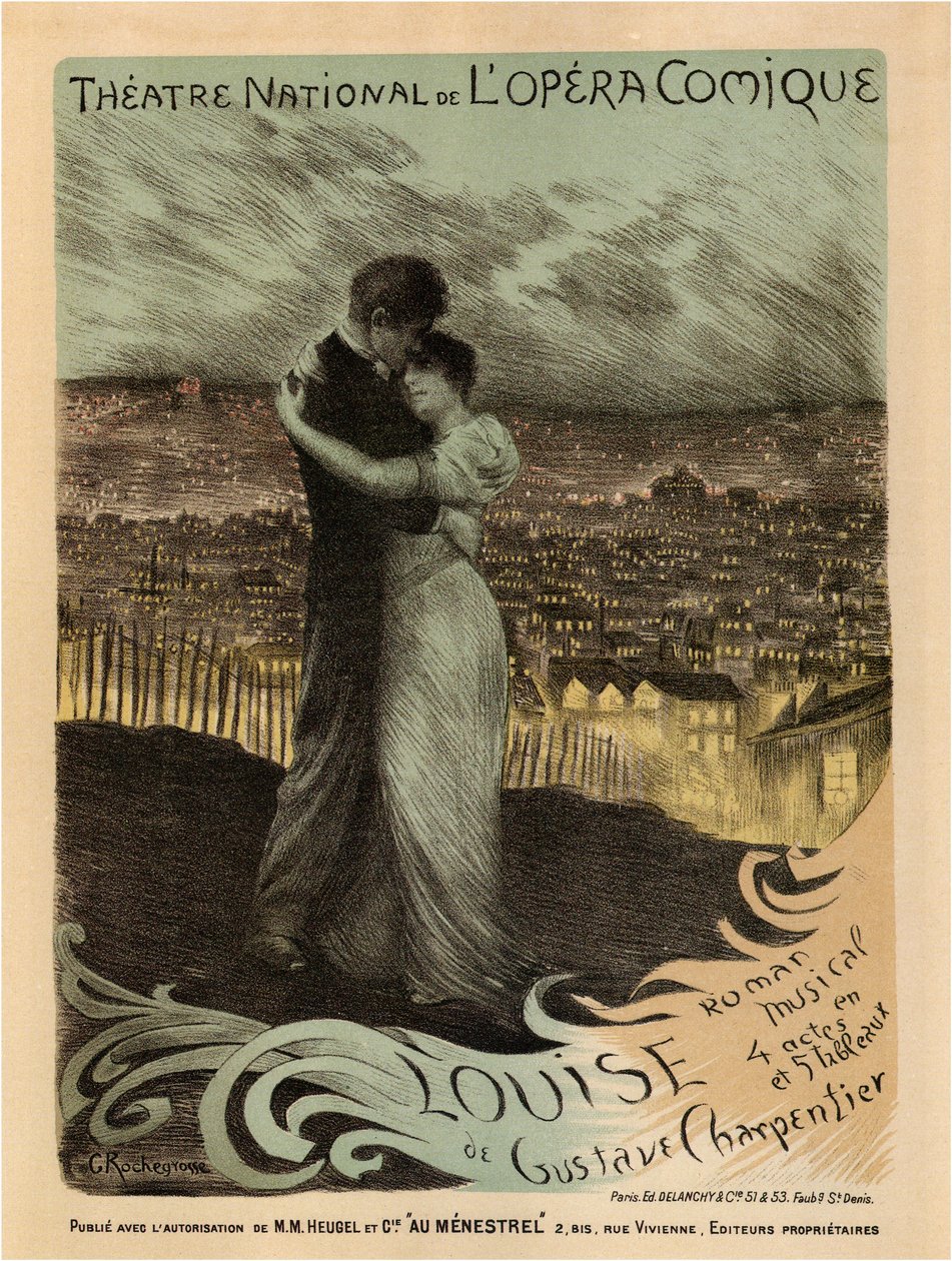 Cartaz para o Oper Louise por Gustave Charpentier, 1900 de Georges Antoine Rochegrosse