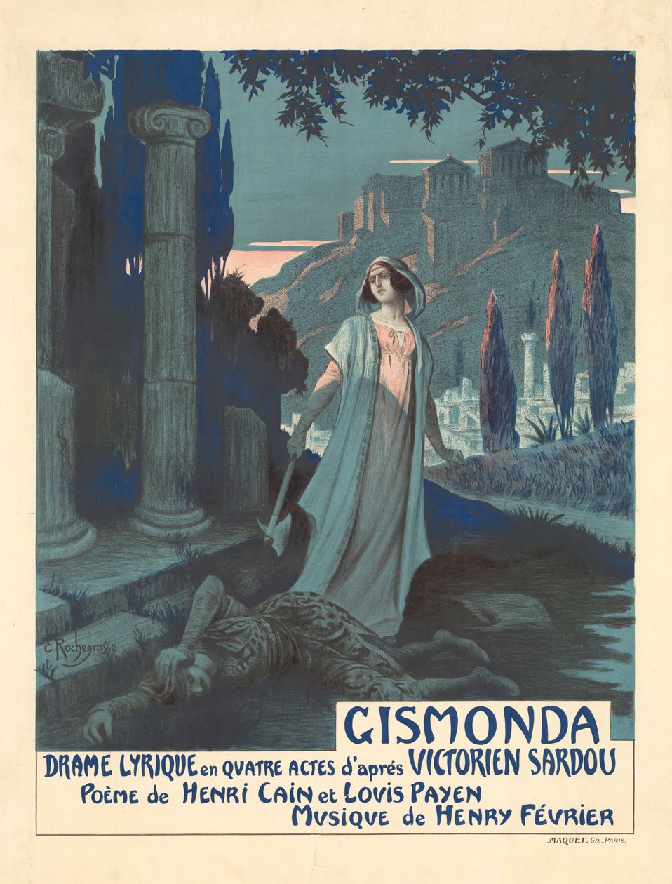 Cartaz da peça de teatro Gismonda de V. Sardou, 1919. de Georges Antoine Rochegrosse