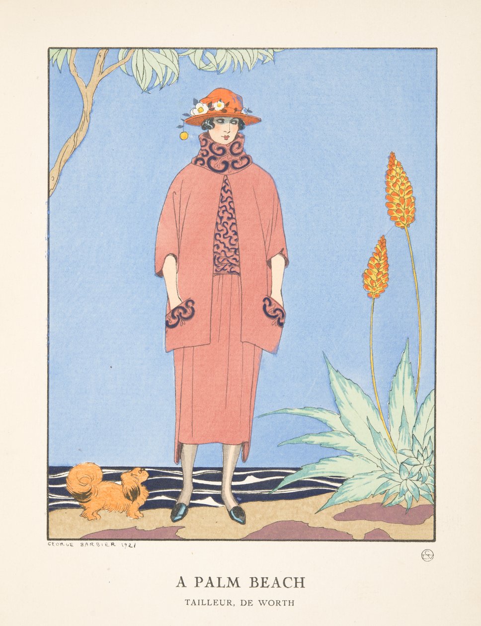 Uma Palm Beach, de uma Colecção de Placas de Moda de Georges Barbier