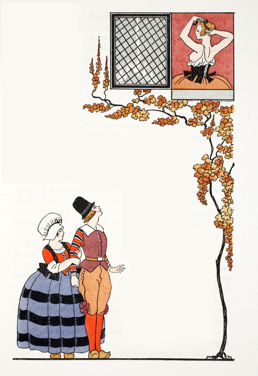 Admiração de longe (impressão pochoir) de Georges Barbier