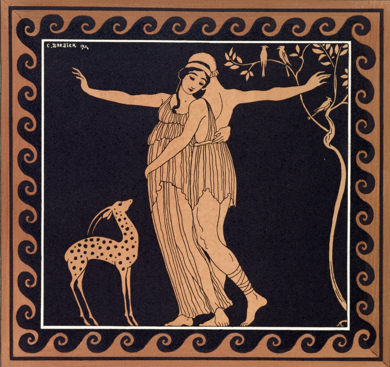 Cena de balé com Tamara Karsavina (1885-1978) 1914 (impressão pochoir) de Georges Barbier