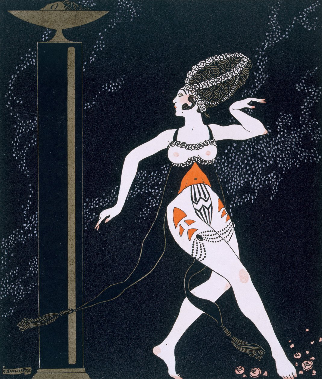Cena de balé com Tamara Karsavina (1885-1978) 1914 (impressão pochoir) de Georges Barbier