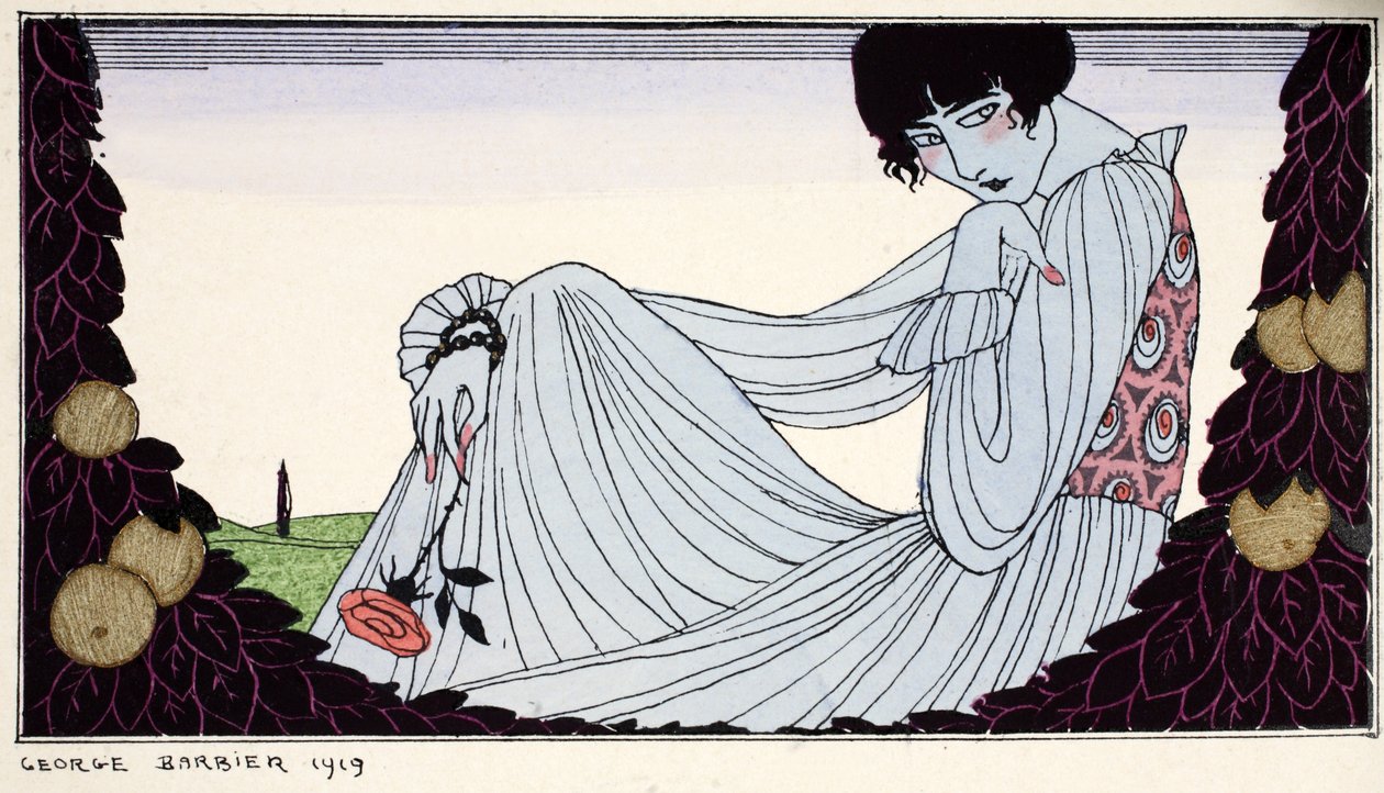 Contemplação 1919 (impressão em estêncil) de Georges Barbier