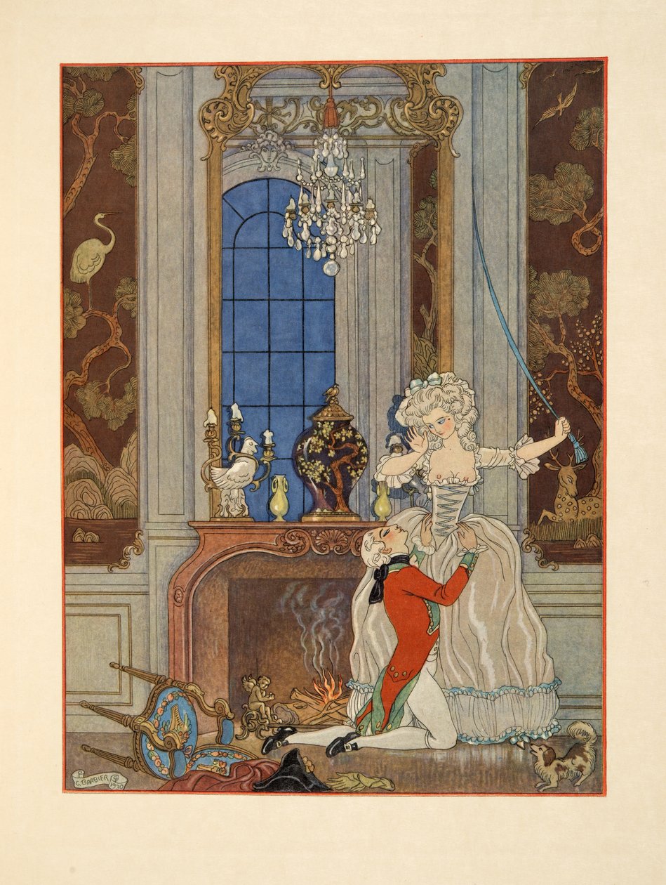 Danceny declarando seu amor a Cecile, Ilustração de 