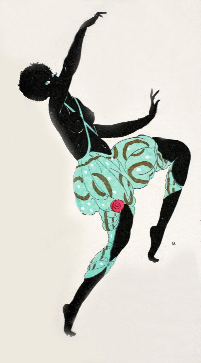 Rapariga dançarina (impressão pochoir) de Georges Barbier