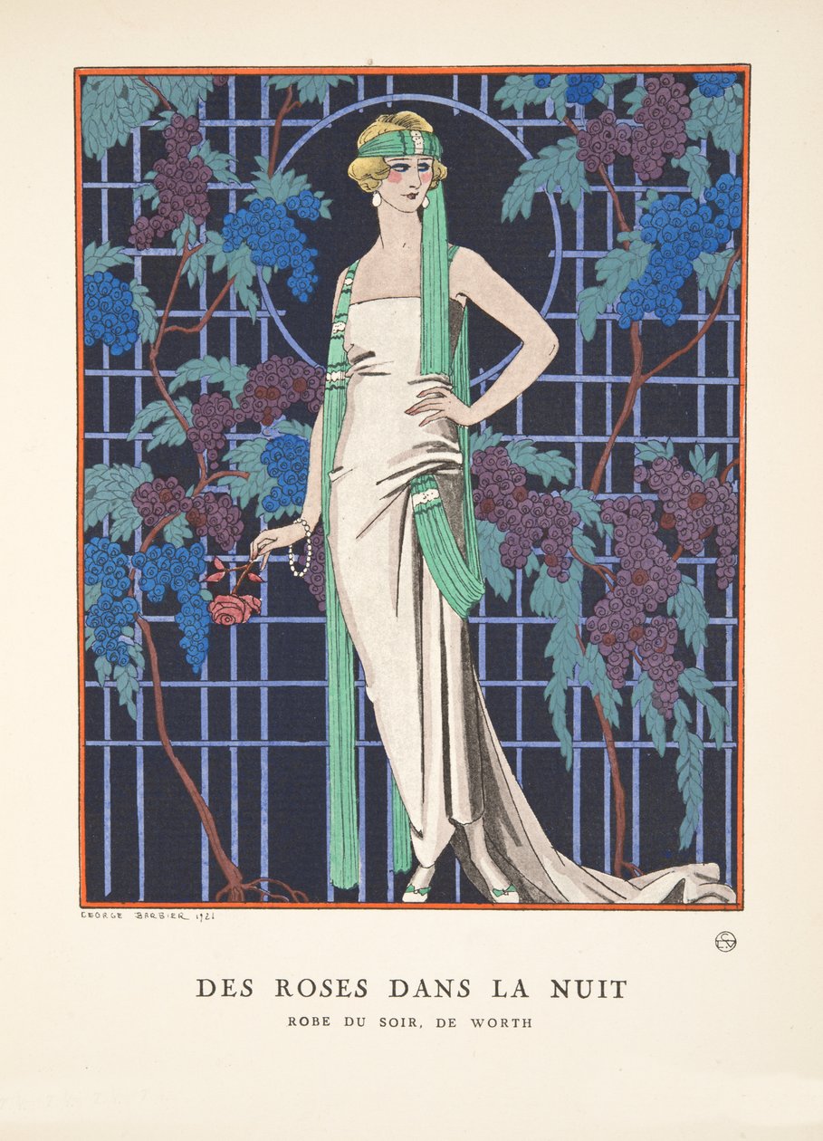Des Roses dans la Nuit, de uma Colecção de Pratos de Moda de Georges Barbier