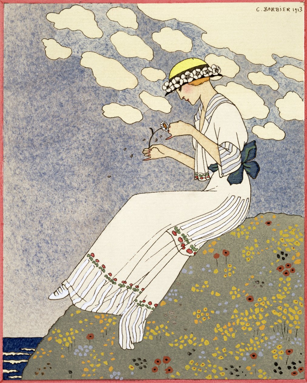 Design para um vestido country da Maison Paquin, 1913 de Georges Barbier