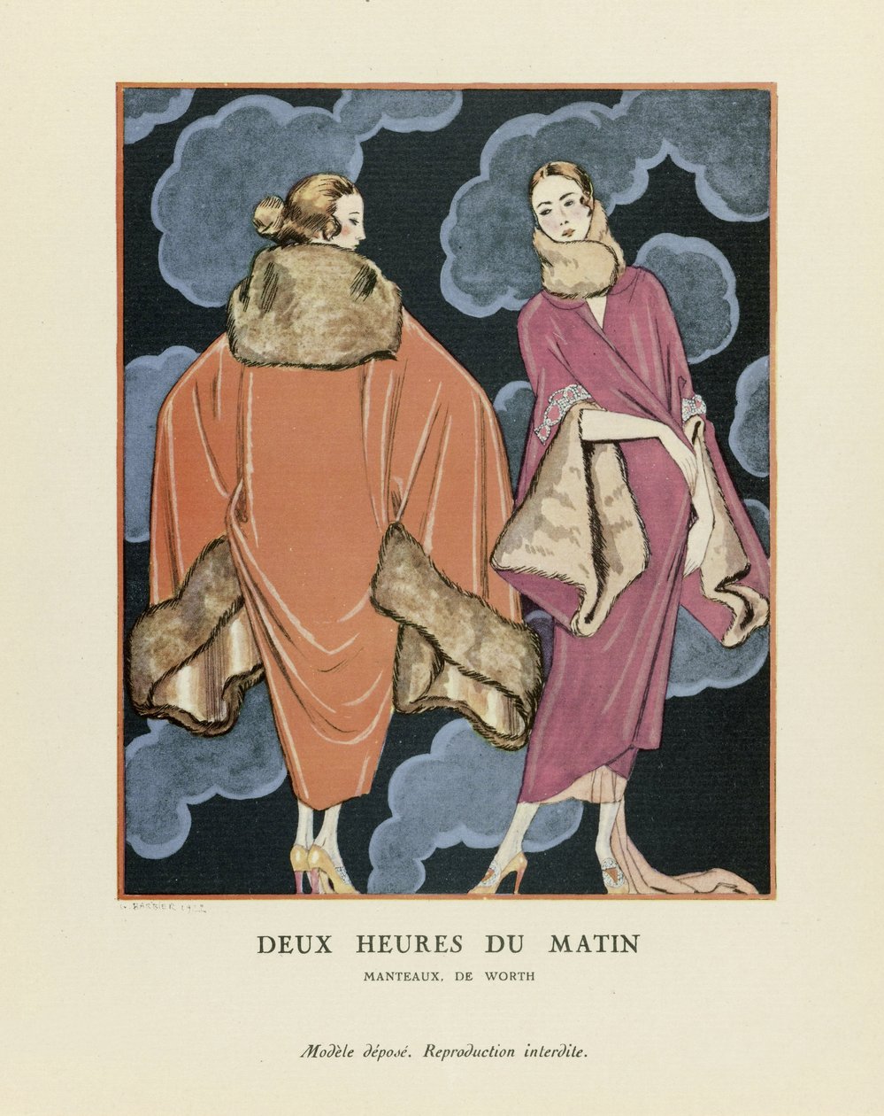 Duas da manhã, bar. 1923 (impressão em estêncil) de Georges Barbier