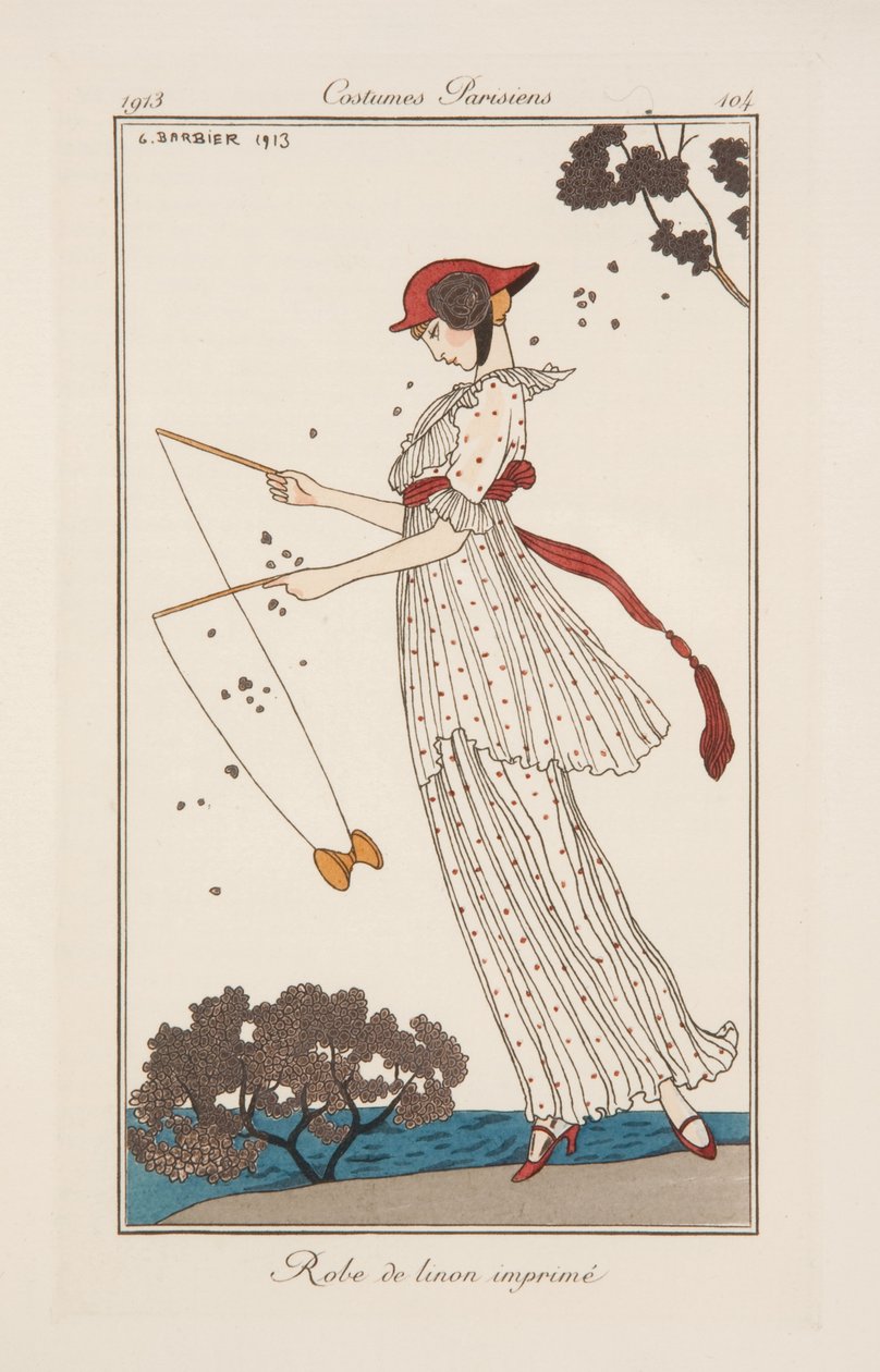 Vestido em linho estampado, ilustração de 