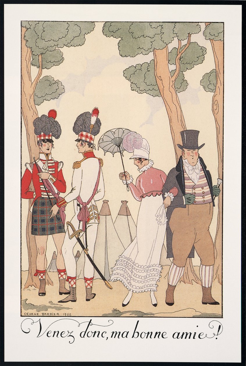 Falbalas et Fanfreluches, Almanac para 1923, Vamos, Ma bonne amie, de George Barbier, impressão de Georges Barbier