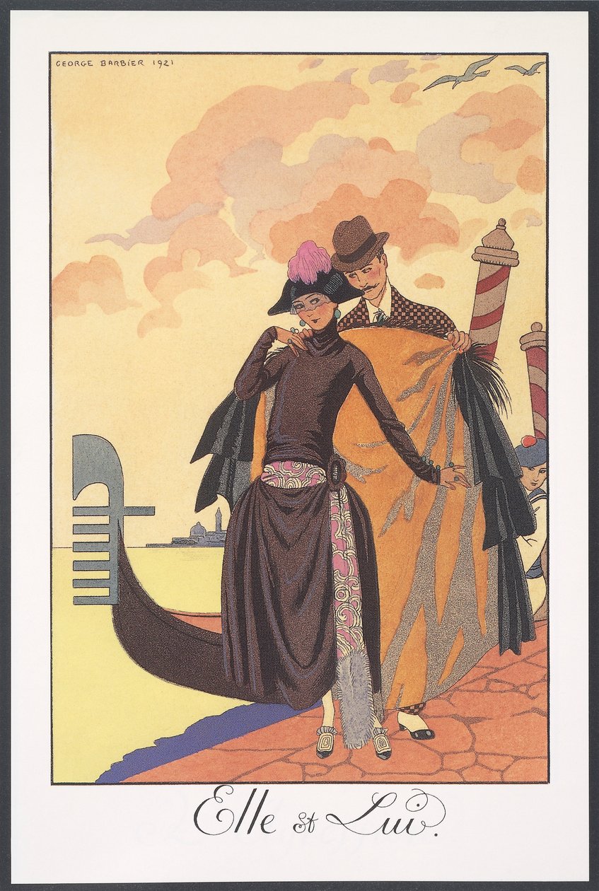 Falbalas et Fanfreluches, Almanac para 1924, Serenade, de George Barbier, impressão de Georges Barbier