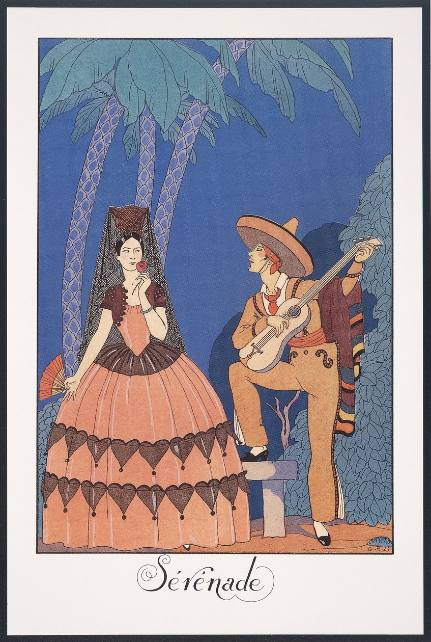 Falbalas et Fanfreluches, Almanaque para 1924, Serenata, de George Barbier, impressão de Georges Barbier