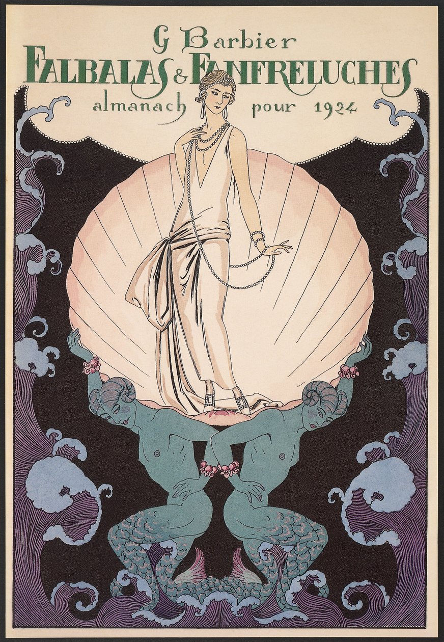 Falbalas et Fanfreluches, Almanaque de 1924, capa, de George Barbier, gravura de Georges Barbier