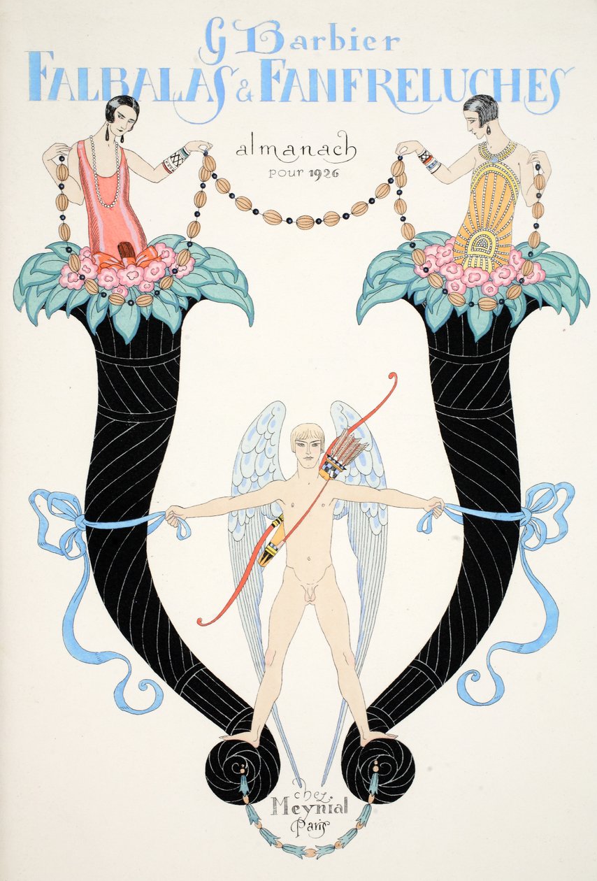 Capa de "Falbalas & Fanfreluches, Almanach des Modes Présentes, Passées et Futures". de Georges Barbier