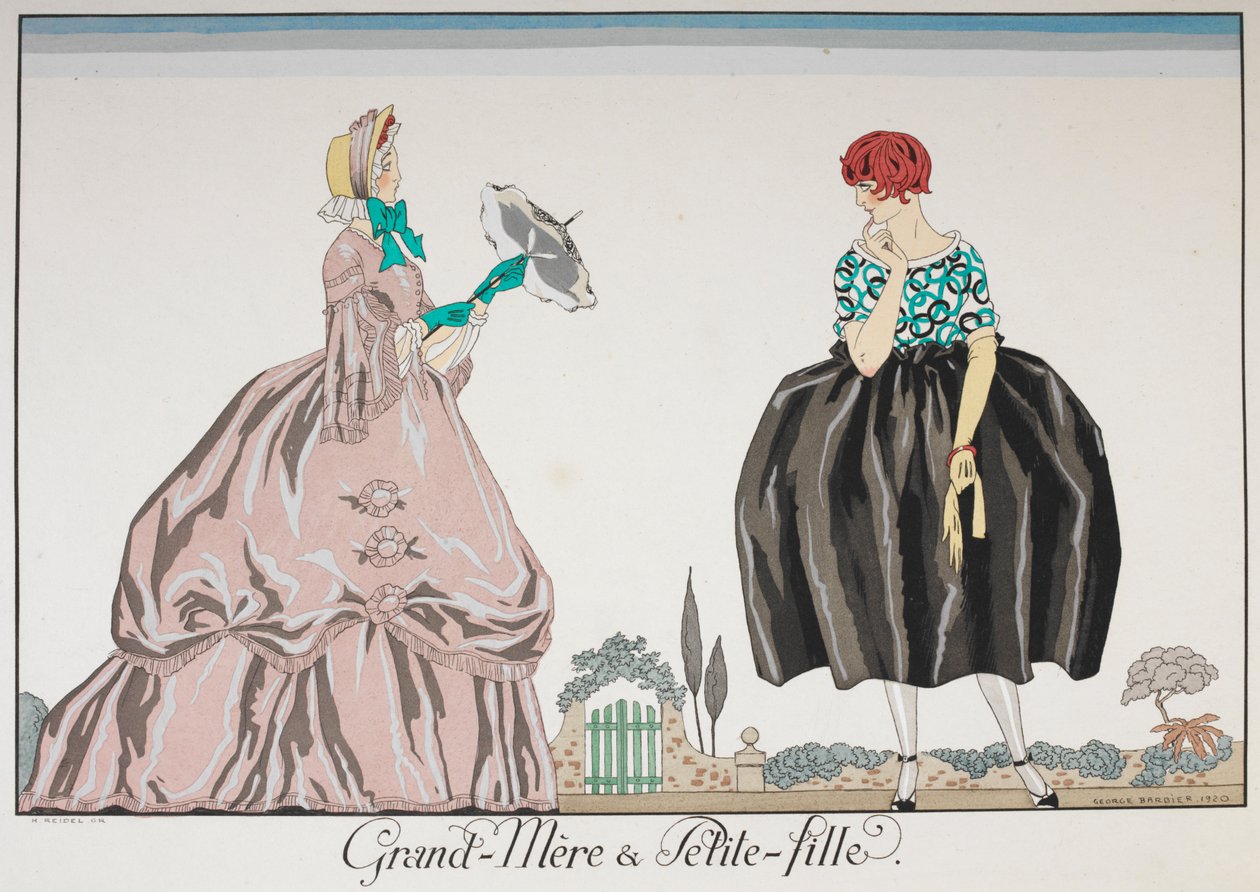 Grand-Mère et Petite fille. Uma mulher mais velha e uma jovem. de Georges Barbier