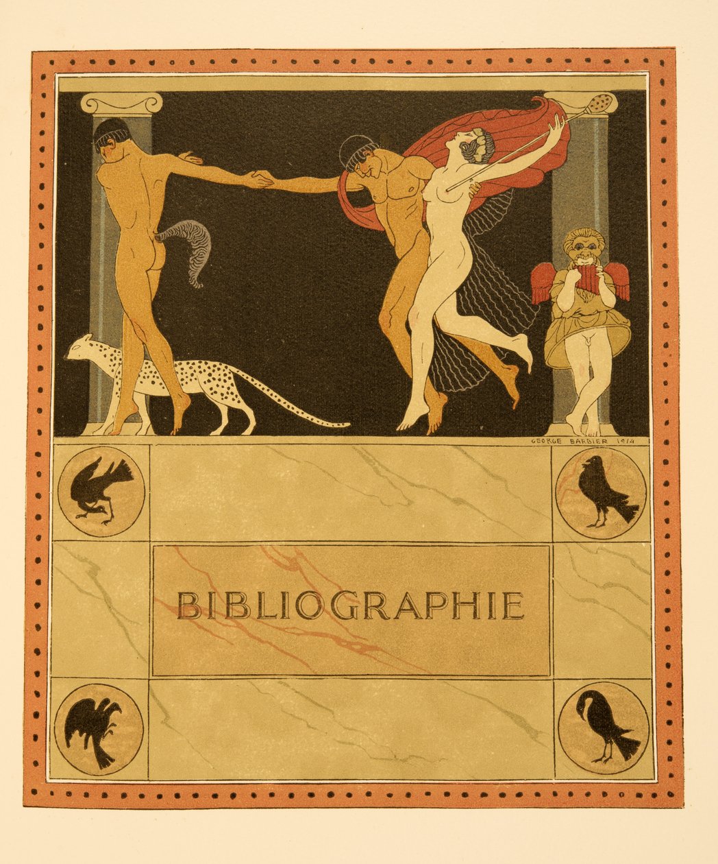 Ilustração de Les Chansons de Bilitis, de Pierre Louys, pub. 1922 (impressão pochoir) de Georges Barbier