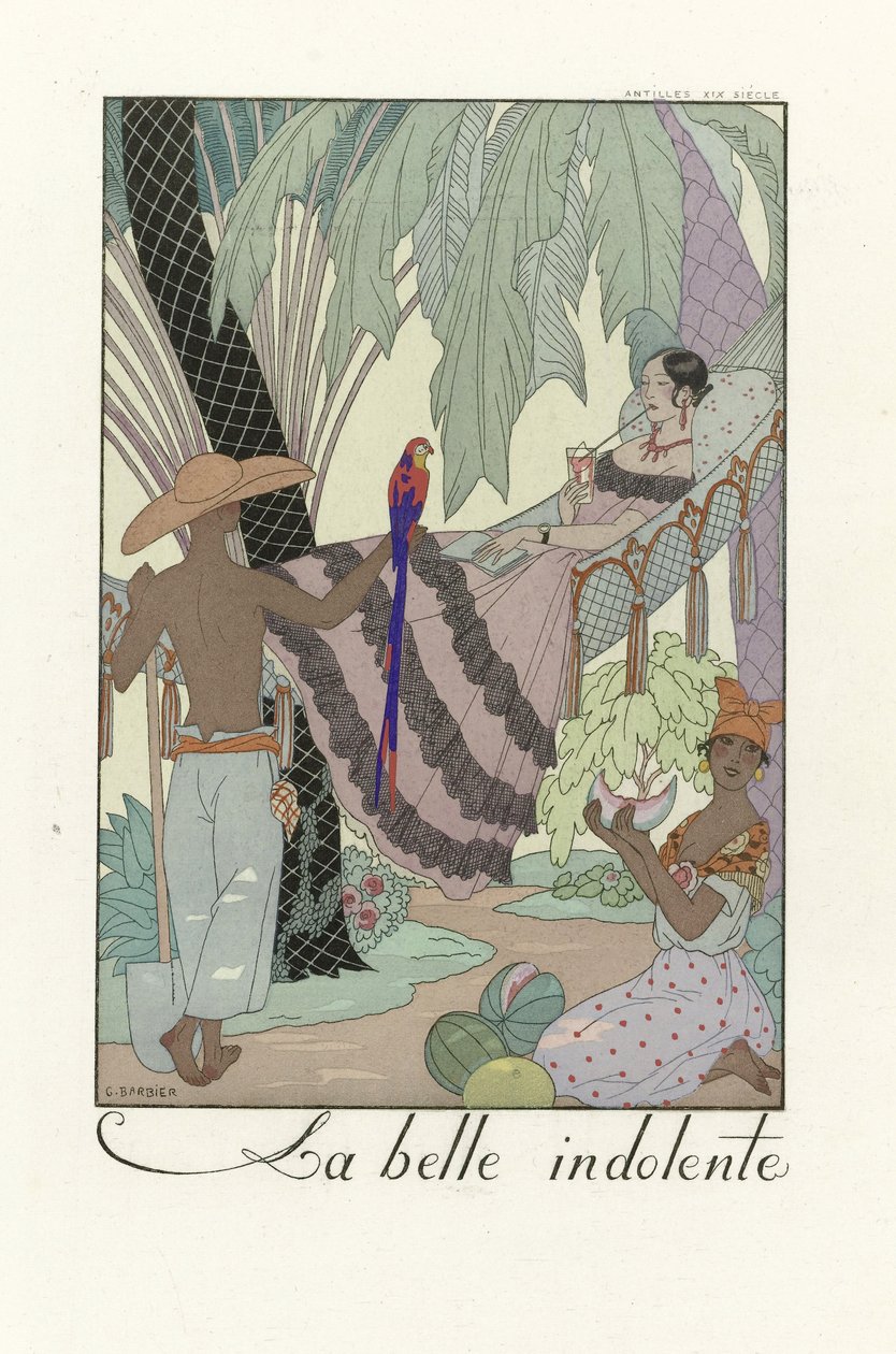 La Belle Indolent, pub. 1923 (impressão em estêncil) de Georges Barbier