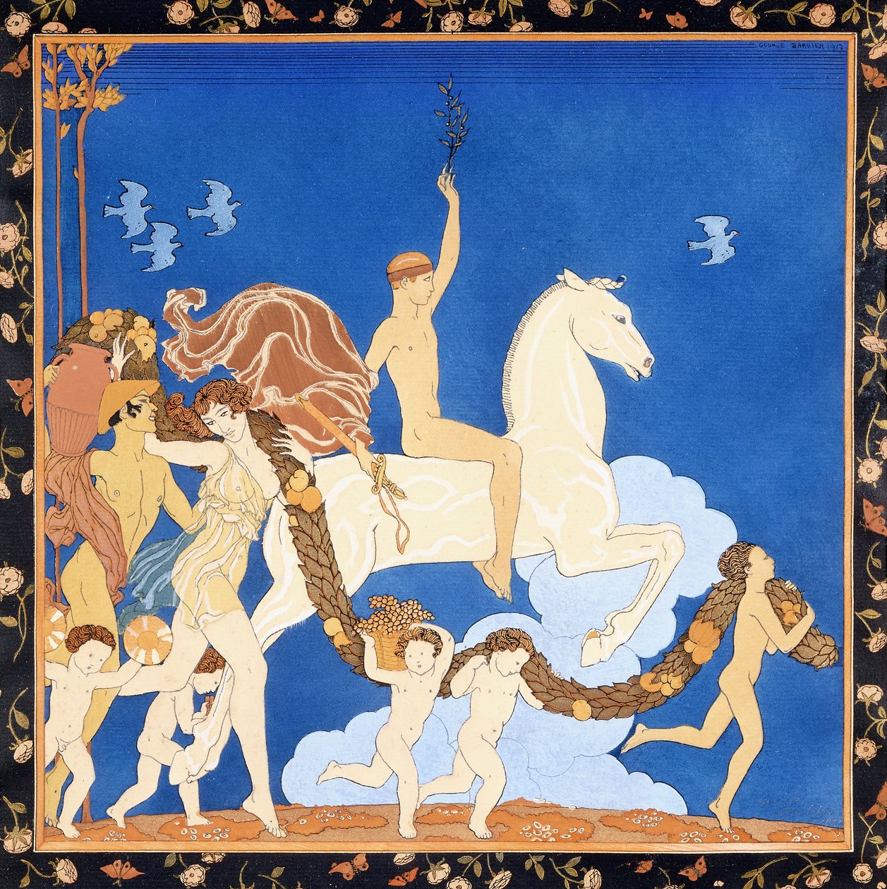 O Cavalo Branco, c.1917-1920 (estêncil) de Georges Barbier
