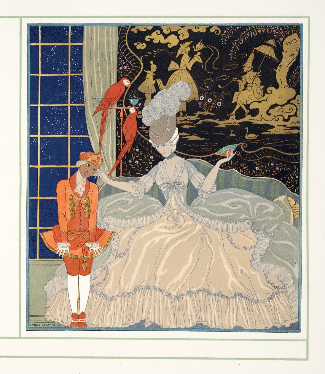 A Condessa de Personages de Comedie, pub. 1922 (impressão a estêncil) de Georges Barbier