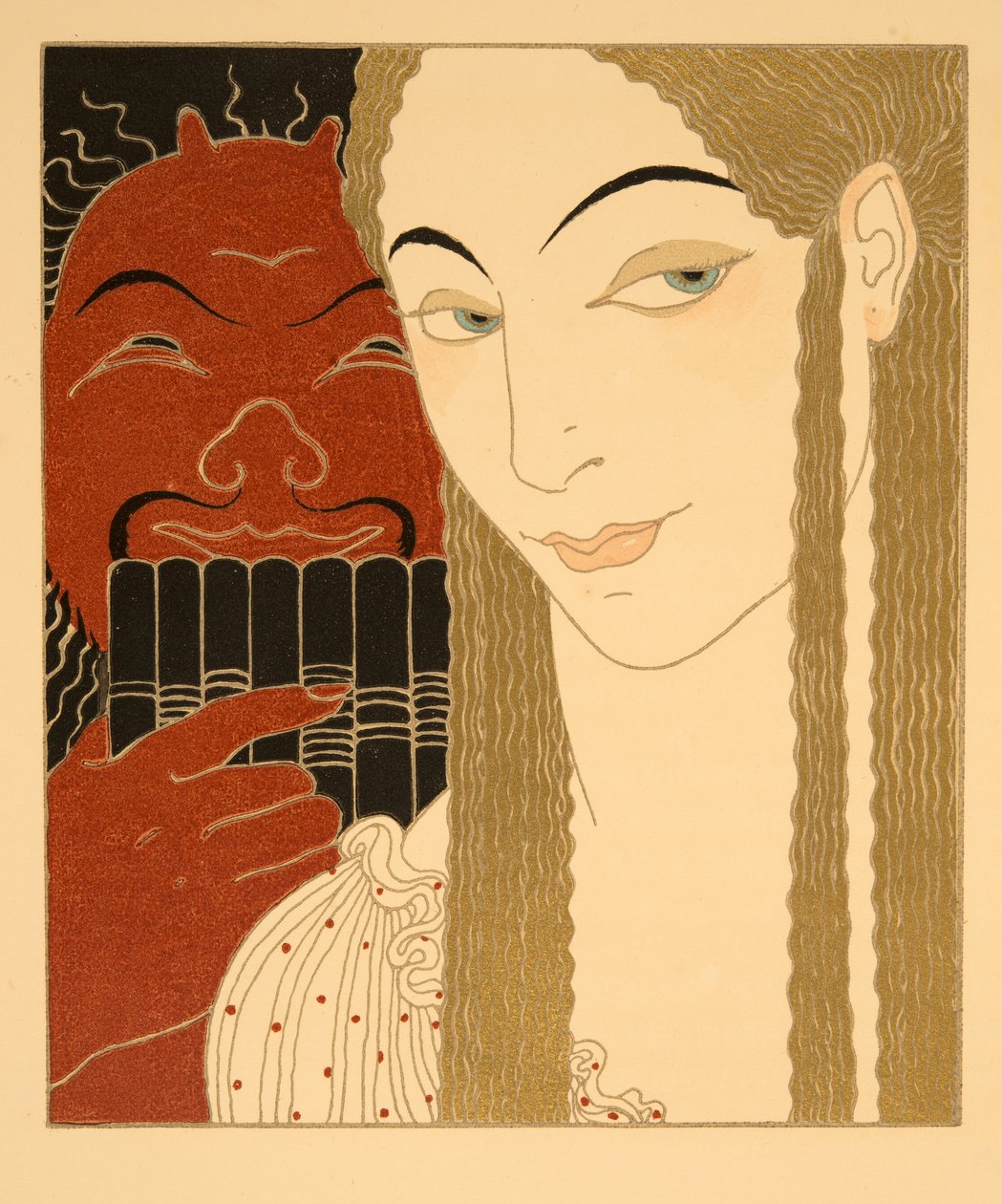 La Lettre, ilustração de Les Chansons de Bilitis, de Pierre Louys, pub. 1922 (impressão a estêncil) de Georges Barbier