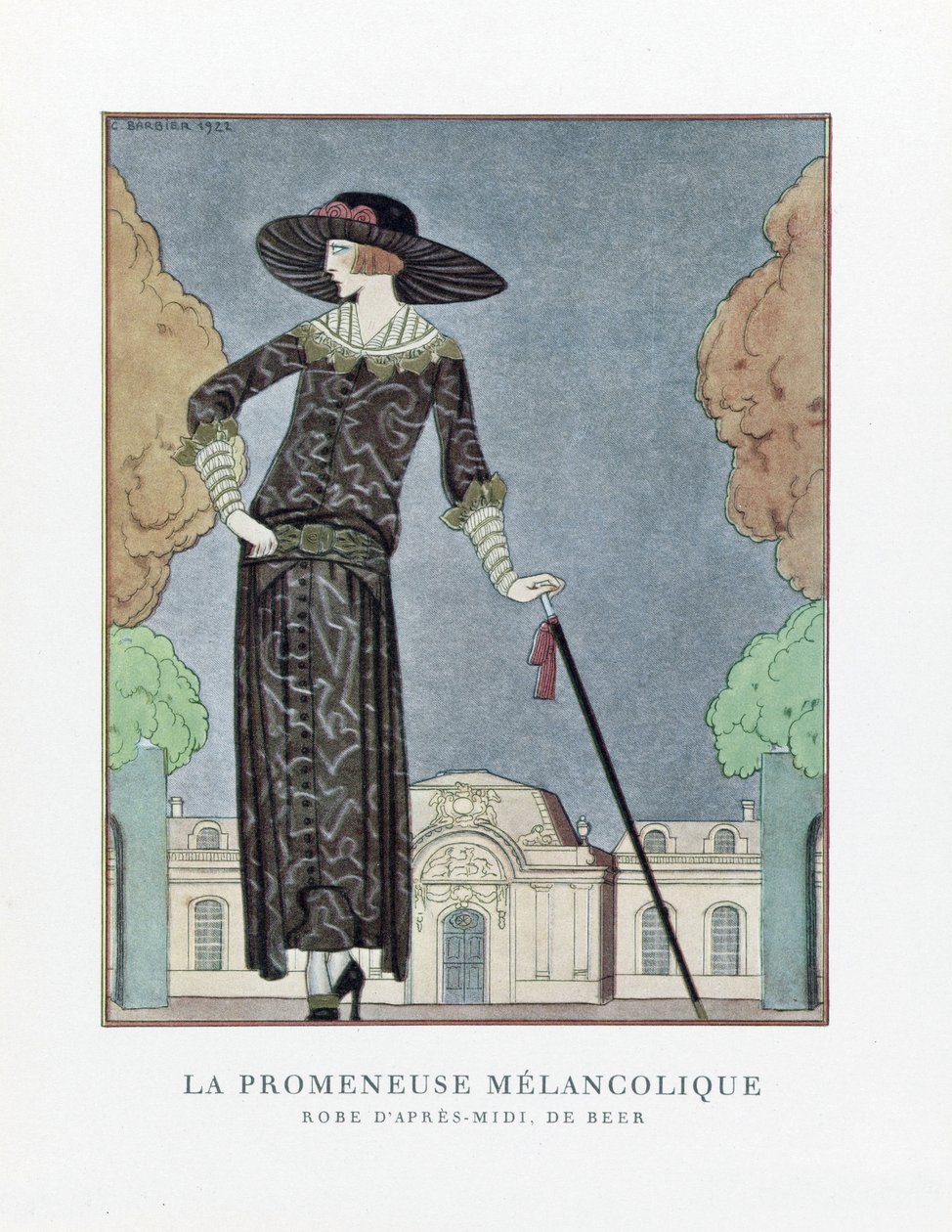 O Caminhante Melancólico, pub. 1922 (impressão a estêncil) de Georges Barbier