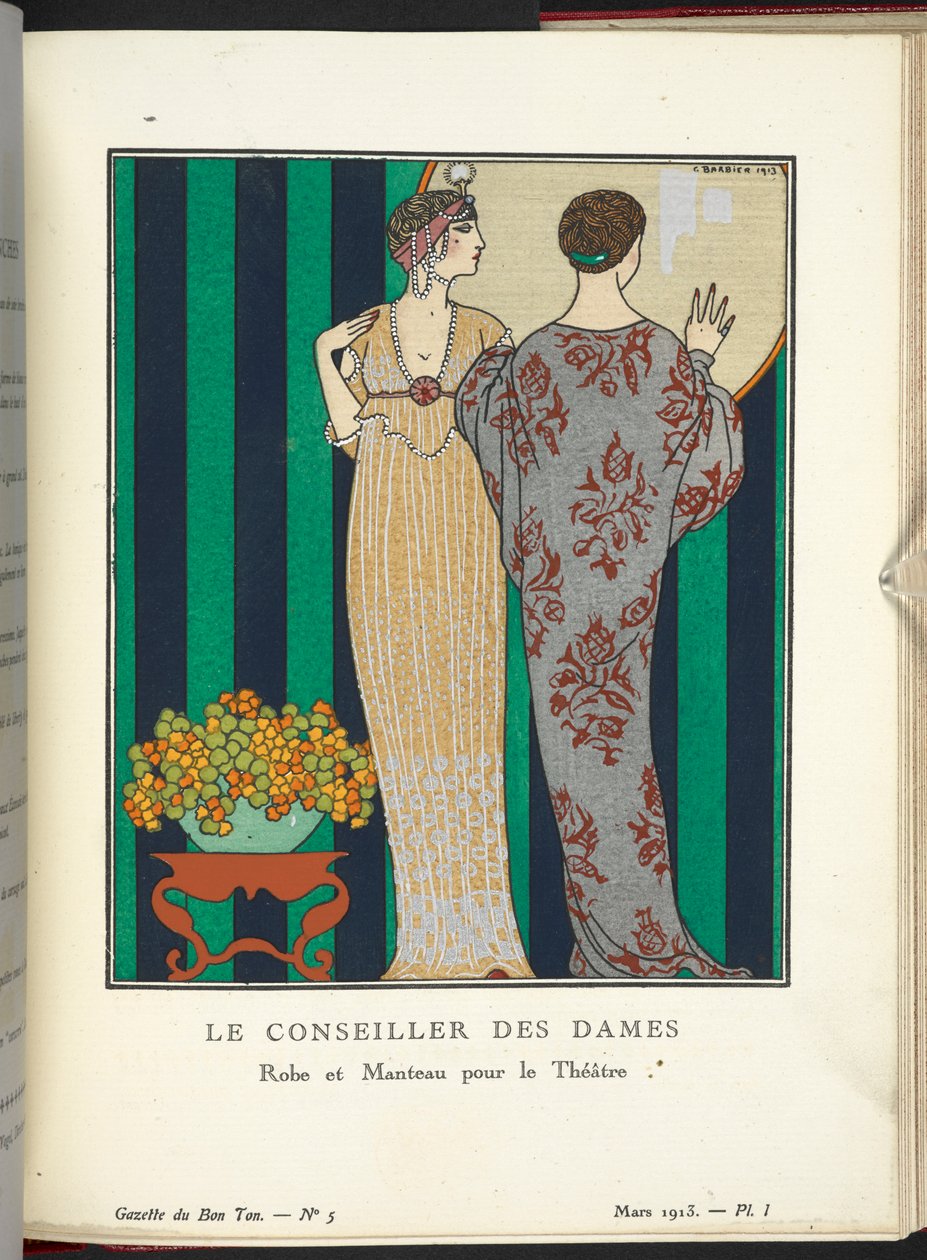 "Le Conseiller des Dames - Dress and Coat for the Theatre". de Georges Barbier