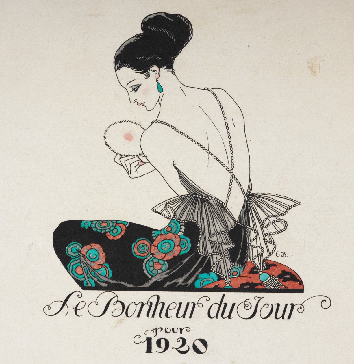 Felicidade do dia. Uma mulher vestindo um vestido floral. de Georges Barbier