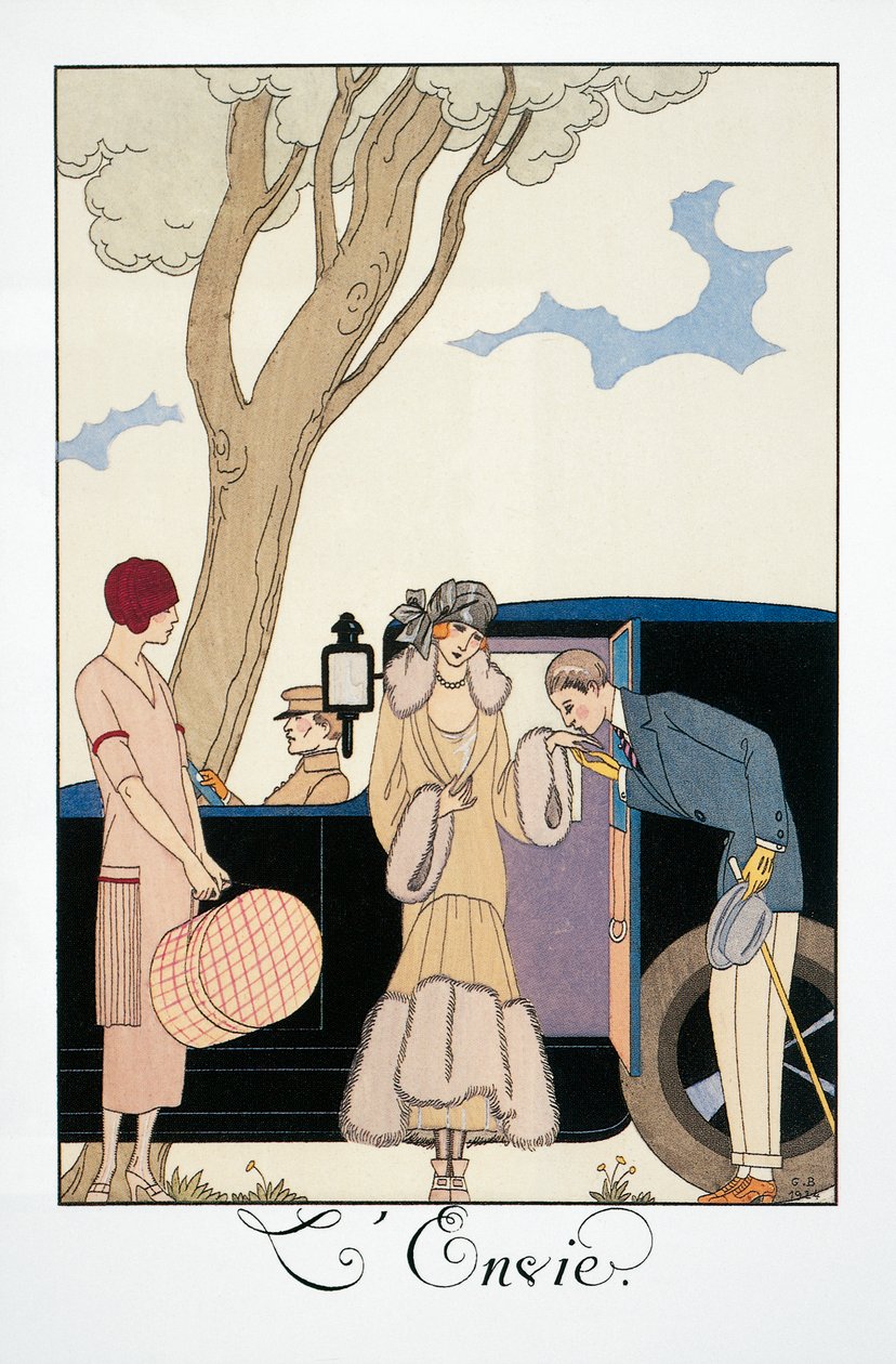 Inveja, de George Barbier (1882-1932), de Falbalas et Fanfreluches, Almanaque 1925. França, século XX de Georges Barbier