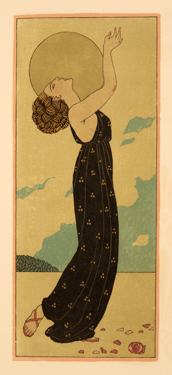 Les Mysteres, ilustração de Les Chansons de Bilitis, de Pierre Louys, pub. 1922 (impressão a estêncil) de Georges Barbier