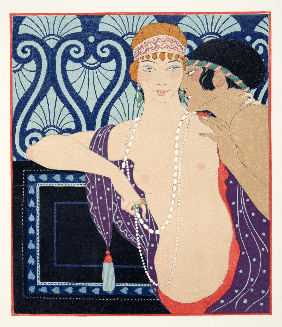 Les Trois Beautes de Mnasidika, ilustração de Les Chansons de Bilitis, de Pierre Louys, pub. 1922 (impressão a estêncil) de Georges Barbier