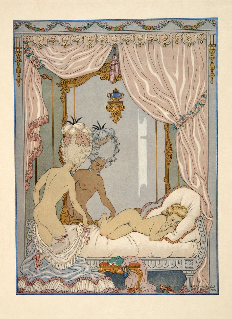 Visita de Marquise de Merteuil à câmara de cama de Cécile de Volanges, ilustração de 