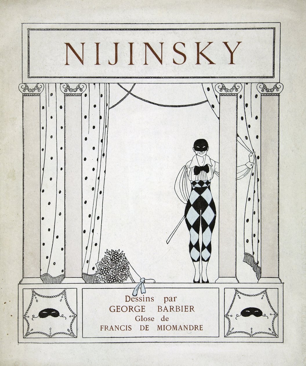 Nijinsky, página de título, da série "Desenhos sobre as danças de Vaskac Nijinsky" (Pochoir Print) de Georges Barbier