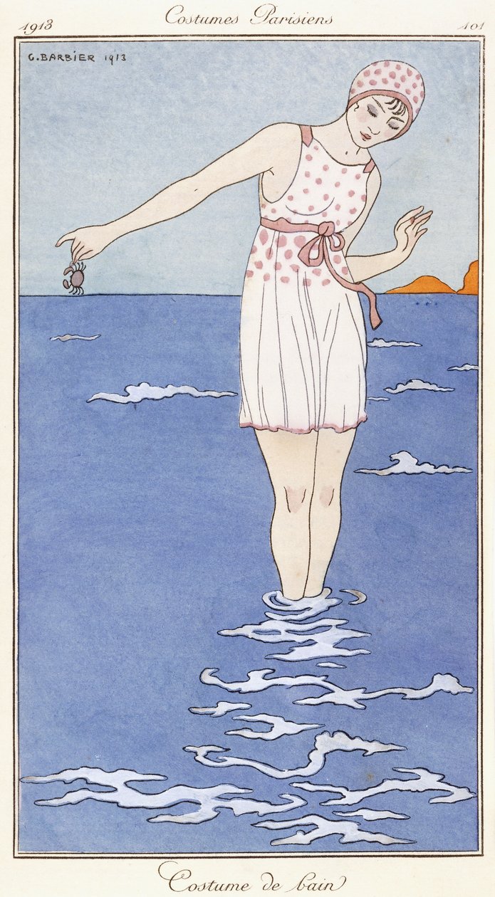 Roupa parisiense: traje de banho de Georges Barbier