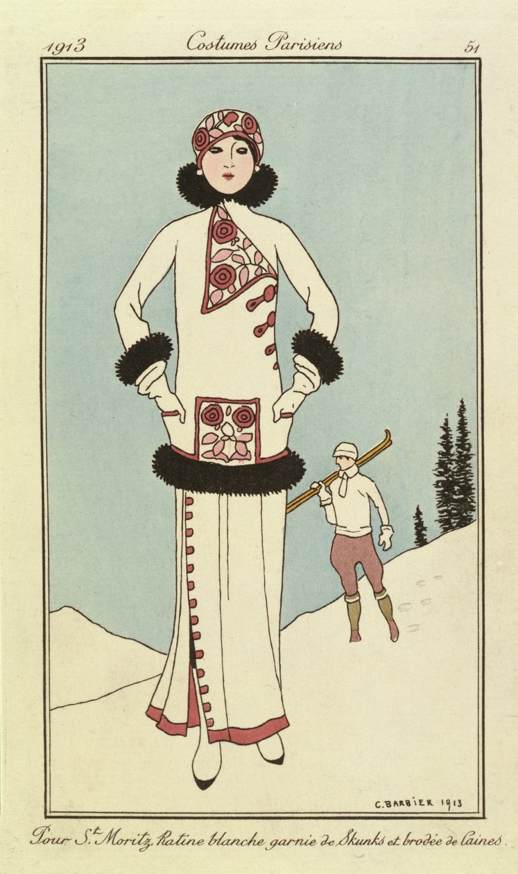 Pour St. Moritz, Prato de "Costumes Parisiens" de Georges Barbier