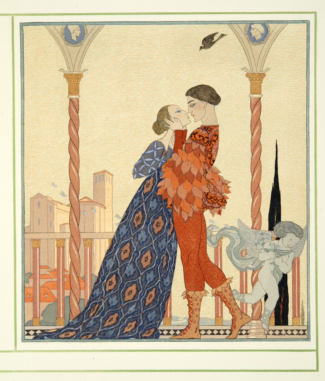 Romeu e Julieta de Personages de Comedie, pub. 1922 (impressão em estêncil) de Georges Barbier