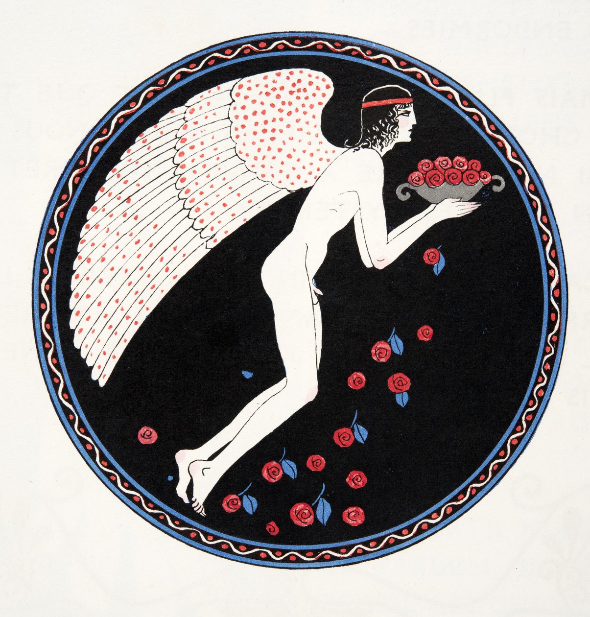 Roses in the Night, ilustração de Les Chansons de Bilitis, de Pierre Louys, pub. 1922 (impressão a estêncil) de Georges Barbier