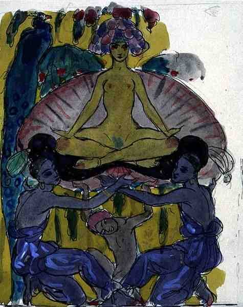 Estudo para O Nascimento de Vénus (tinta e aguarela sobre papel) (ver 133205) de Georges Barbier