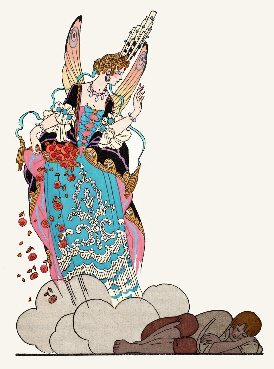 A Fada Madrinha (impressão pochoir) de Georges Barbier