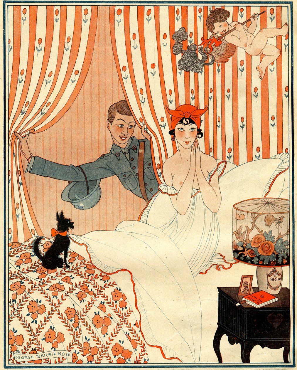 O retorno não planejado… Ou o despertador - ilustração de la Vie Parisienne de Georges Barbier