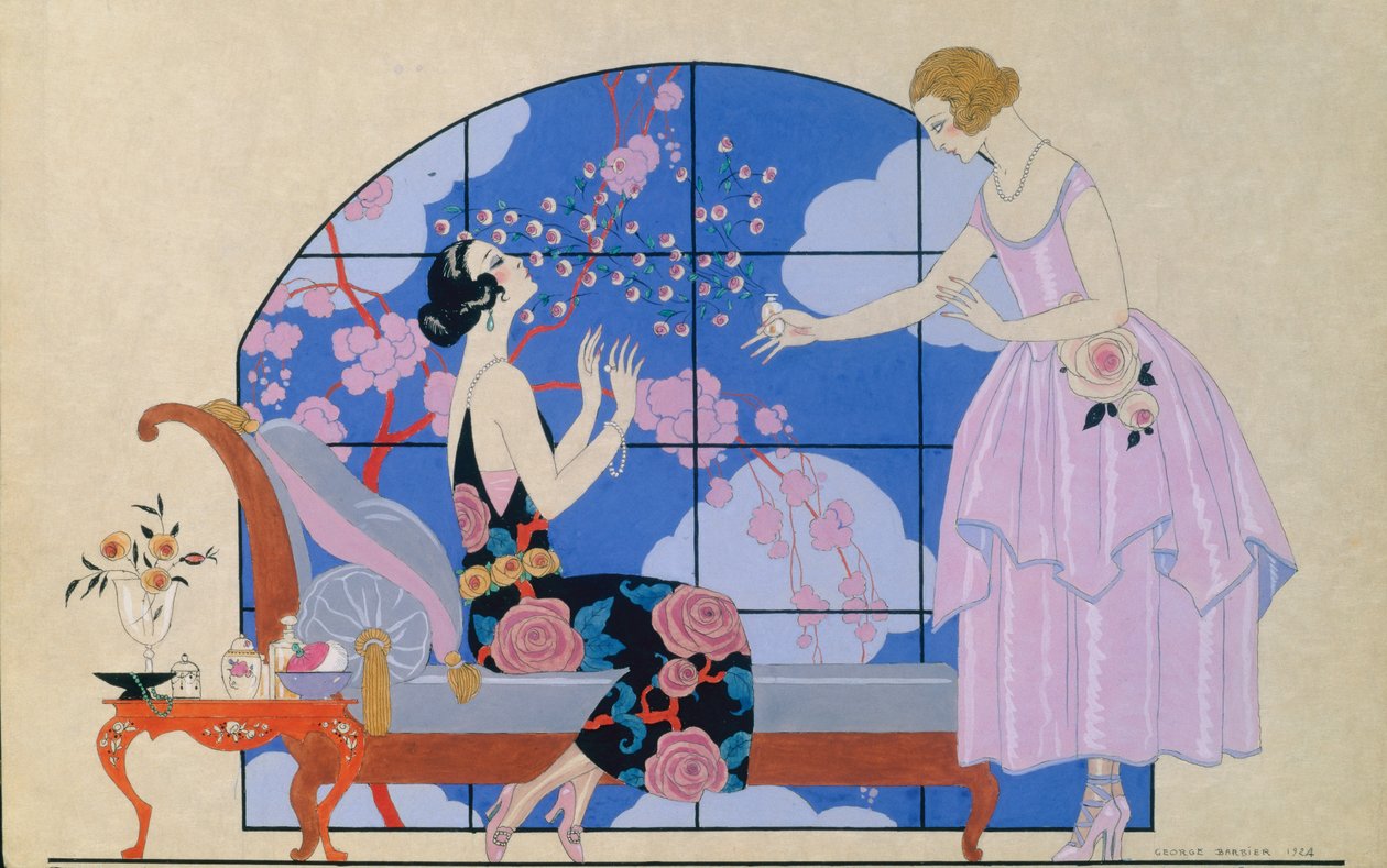 Duas senhoras em um salão de Georges Barbier