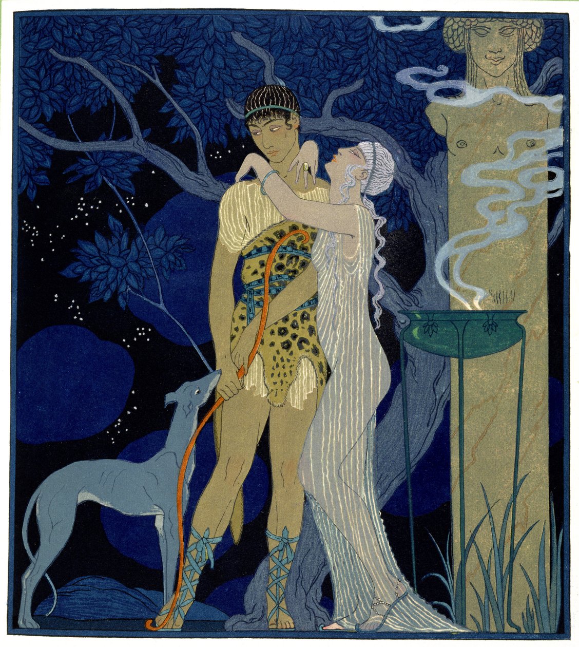 Vênus e Adonis (lito colorido) de Georges Barbier