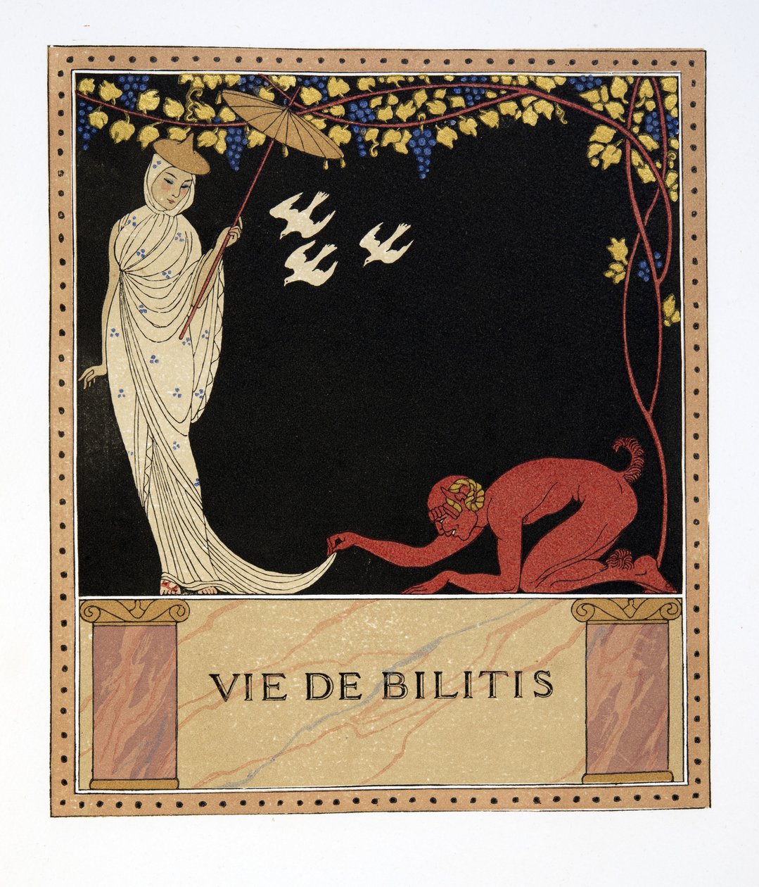 Vie de Bilitis, ilustração de Les Chansons de Bilitis, de Pierre Louys, pub. 1922 (impressão a estêncil) de Georges Barbier