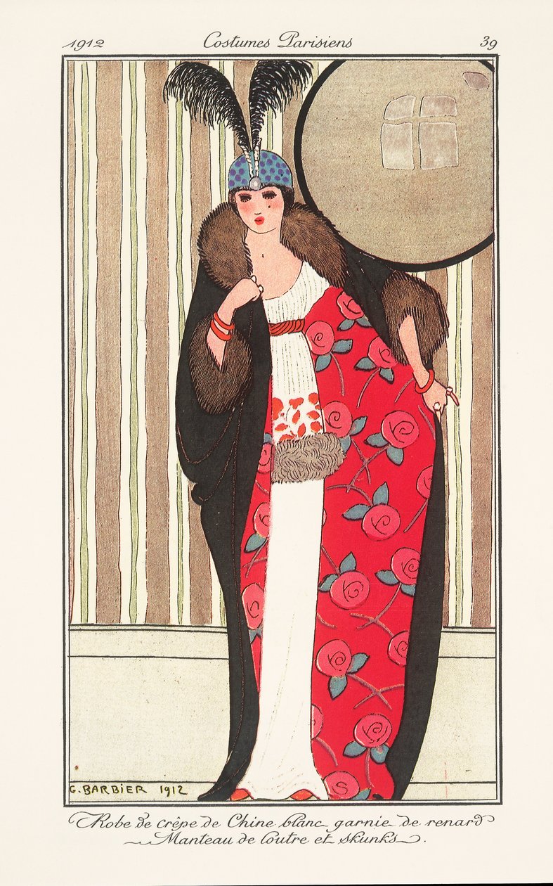 Placa de moda feminina do Journal des Dames et des Modes de Georges Barbier