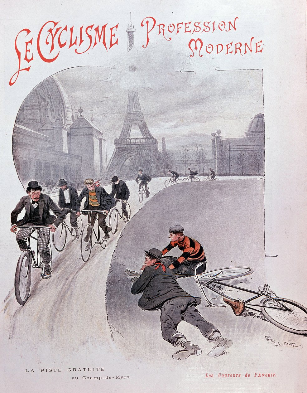 Ciclismo: pista livre dos campos de Marte - desenho de G. Scott de Georges Bertin Scott