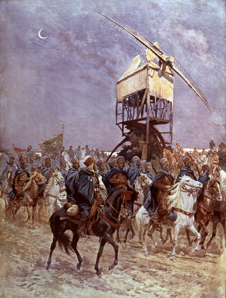 Soldados marroquinos no exército colonial francês em combate nos Flandres de Georges Bertin Scott