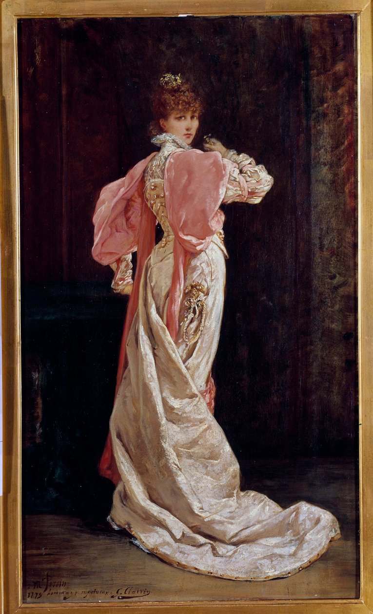 Portrait en pied de la comedienne francaise Henriette Rosine Bernard dit Sarah Bernhardt (1844-1923) Pintura de Georges Jules Victor Clairin (1843 - 1919). Século XIX. Paris, comediante francês de Georges Clairin